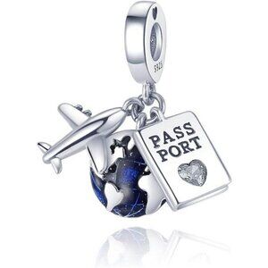 Sterling Silver Airplane Passport Butterfly Dragonfly Charm for Bracelets